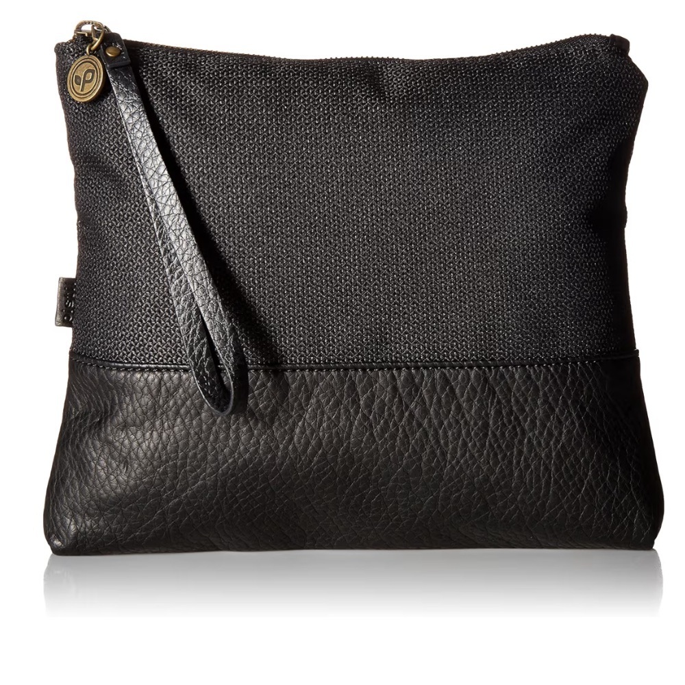 Pistil Black Have We Met? Textured Pouch Wristlet Bag with Leather Accent - Picture 9 of 13